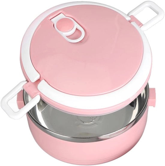 Lunchbox Termicamente Isolato - Contenitore Cibario Rotondo - Acciaio Inossidabile 304 - Stacking - Gomma D'assorbimento - Progetto di Ventilazione