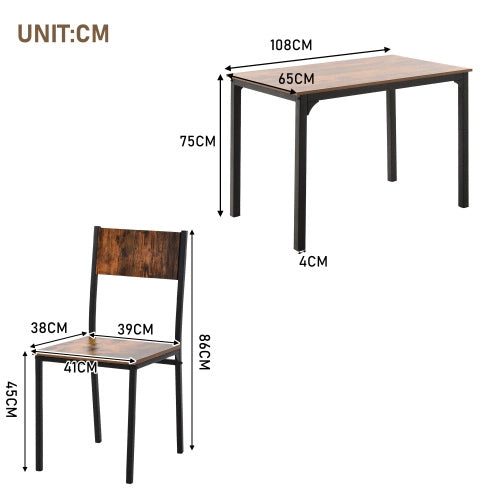 Gruppo tavolo da pranzo con 4 sedie salvaspazio; 108x65x75 cm; marrone