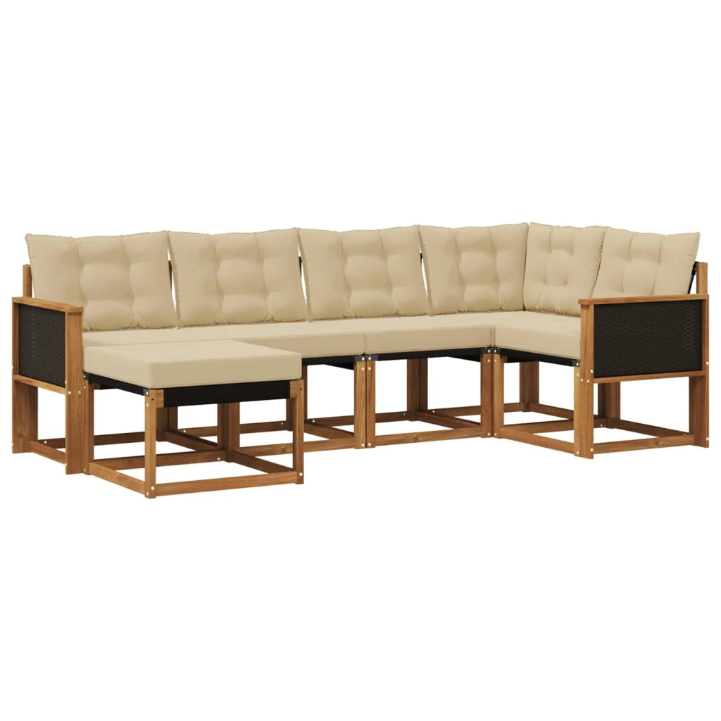 Set di divani da esterno con cuscino 6 pcs Naturale e Beige 3382057