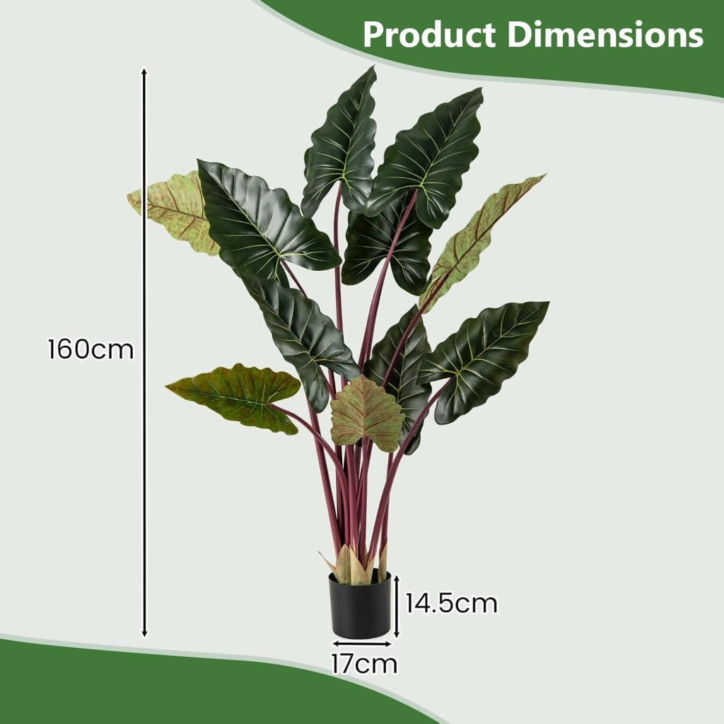 Pianta artificiale da 160 cm, albero artificiale decorativo con 11 foglie, ramo regolabile, pianta realistica in vaso da interni ed esterni, decorazione per casa, ufficio, giardino
