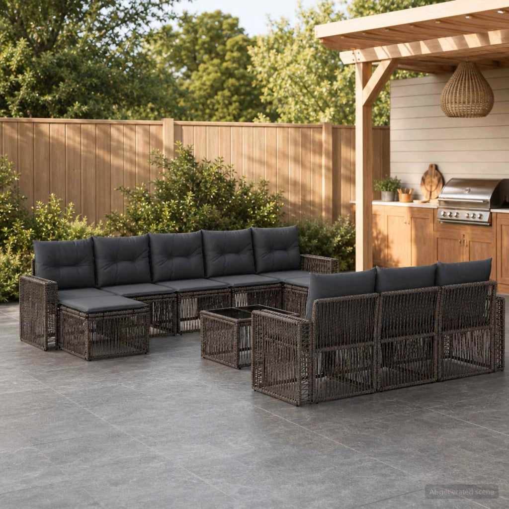 Set Divano da Giardino 11 pz Grigio e Grigio Scuro polyrattan 3435260