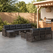Set Divano da Giardino 11 pz Grigio e Grigio Scuro polyrattan 3435260