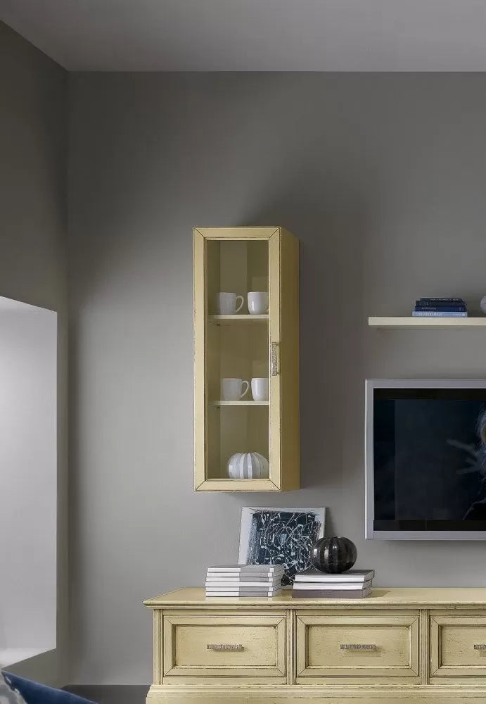 Parete attrezzata porta tv in legno shabby avorio l.303 - Mobili 2G