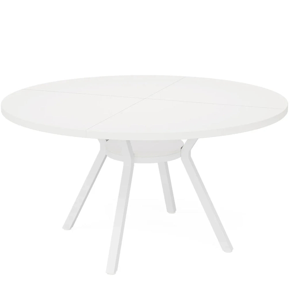 Tavolo da pranzo rotondo bianco 119;4 cm in legno e metallo; per 4-6 persone