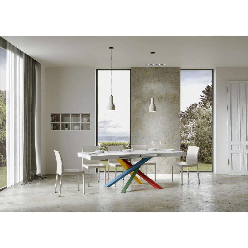 Tavolo allungabile 90x160/264 cm Volantis telaio Multicolor - Bianco Frassino