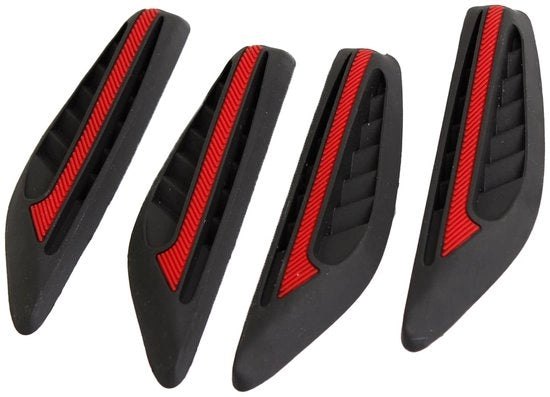 Protezione porta 4 pezzi - Gomma - Nero/Rosso - Assorbimento shock - Autoadesivo - Duraturo - Protezione porta