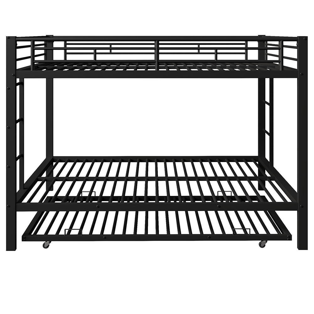 Letto a castello metallico-Xylo-140x200cm, barriera alta, nero