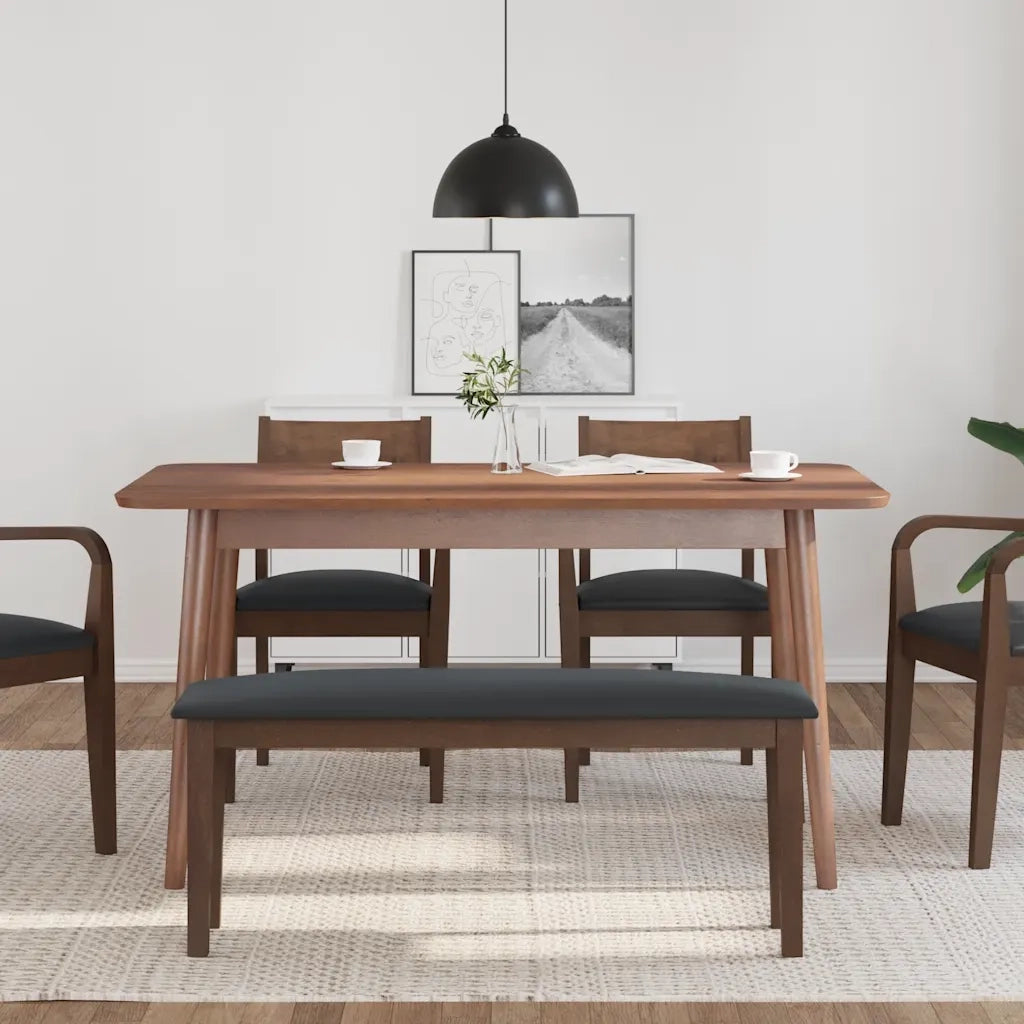 Panca-Sgabello 110 cm Marrone in Legno Massello di Hevea 473426