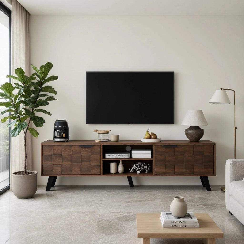 Cassettiera per TV in truciolato con finitura legno scuro 160;5 cm