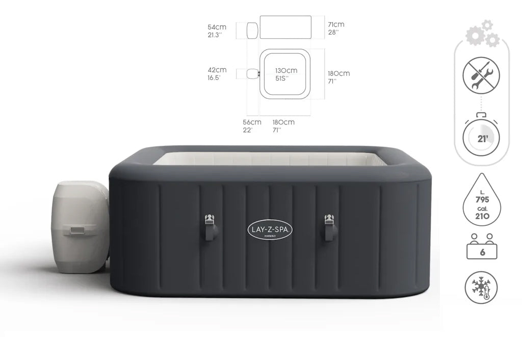 Piscina Idromassaggio Gonfiabile Riscaldata Ø180cm 4-6 Persone Bestway Hawaii 60031