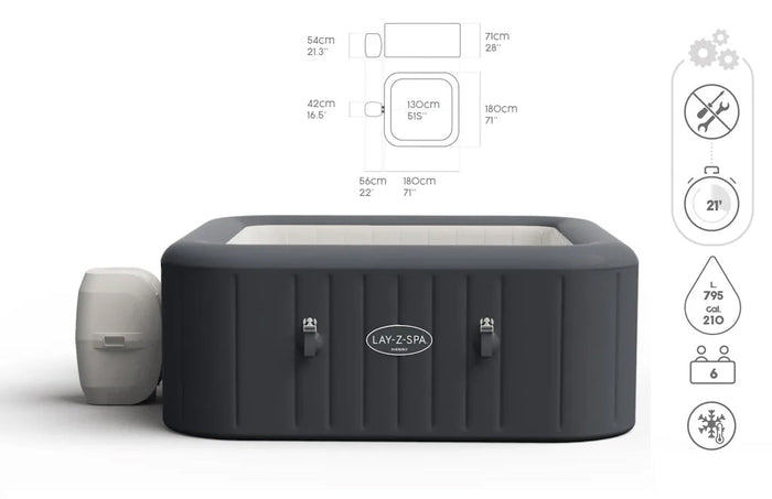 Piscina Idromassaggio Gonfiabile Riscaldata Ø180cm 4-6 Persone Bestway Hawaii 60031