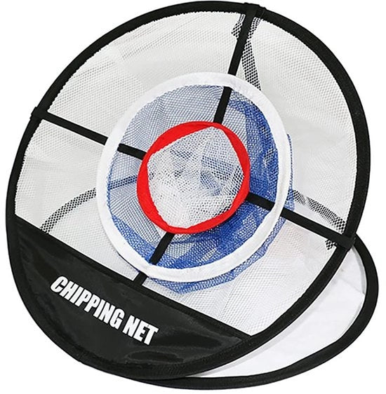Impara a migliorare le tue abilità di chipping con questo rete da golf opzionale pop-up per uso interno ed esterno.