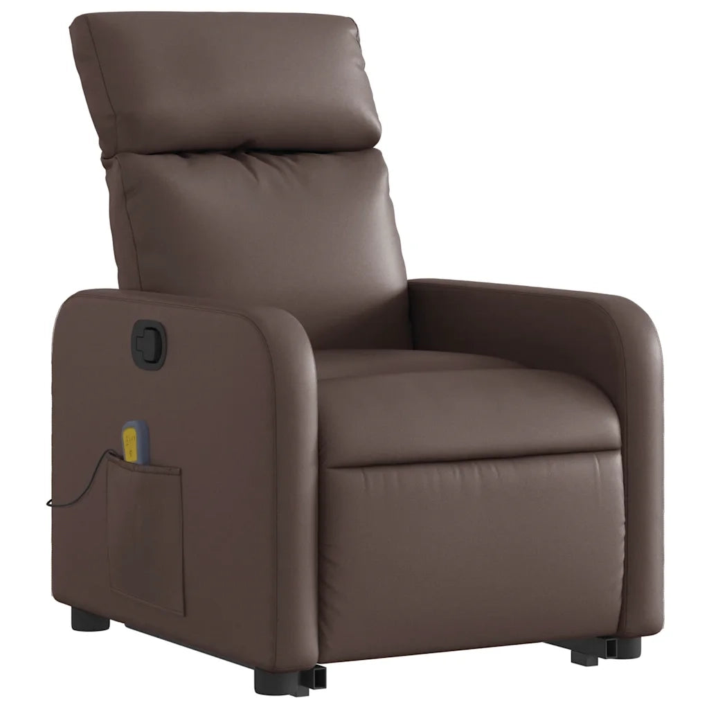 Poltrona Alzapersona Reclinabile Massaggio Marrone Similpelle 3206758