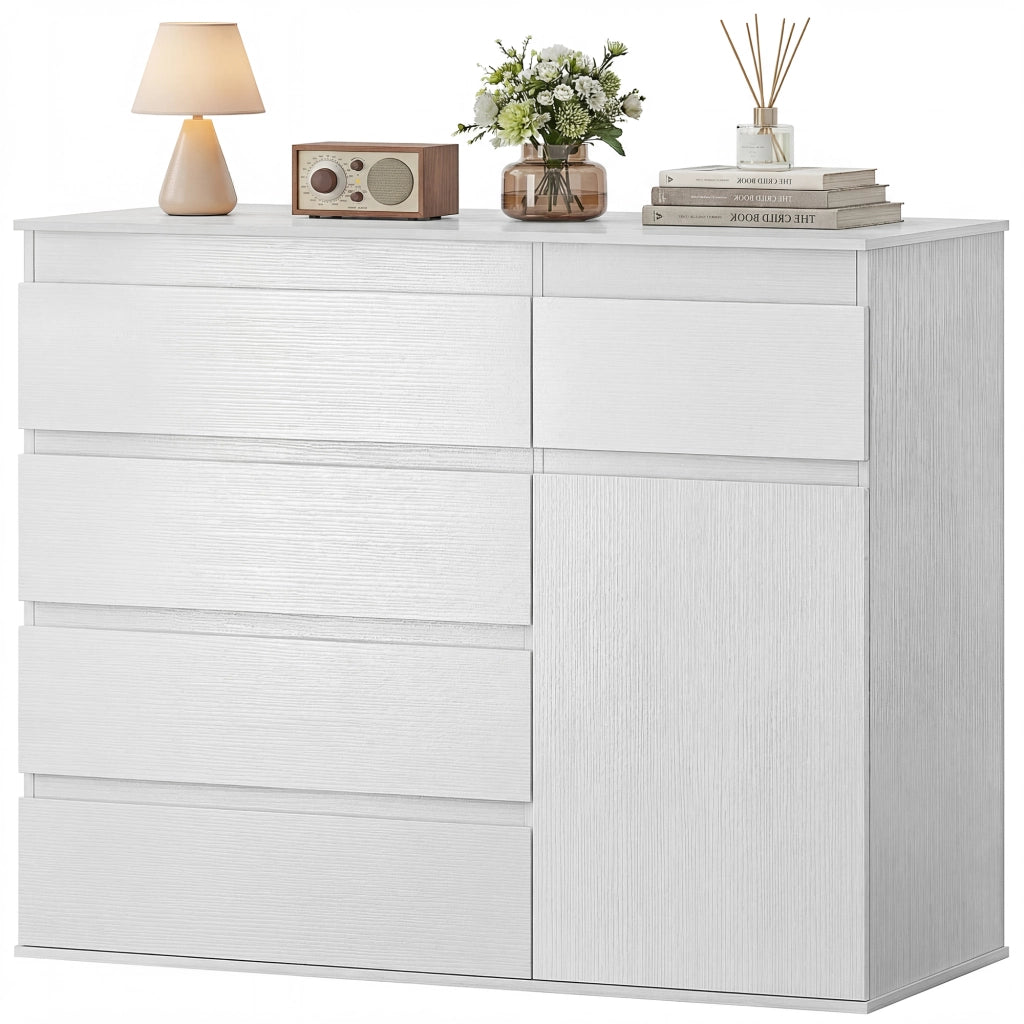 Cassettiera 5 Cassetti con Ante ¨C Zephmum ¨C Bianco 100x40x80