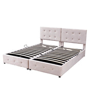 Letto Contenitore 180x200 cm; idraulico; divisibile in due 90x200 cm; in Velluto; Beige