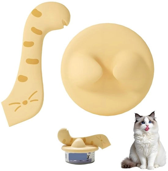 Deksel perimetrale 9 cm con cucchiaio per alimenti animali - Materiale TPE riciclabile - Disegno di zampa di gatto - Sicuro e duraturo