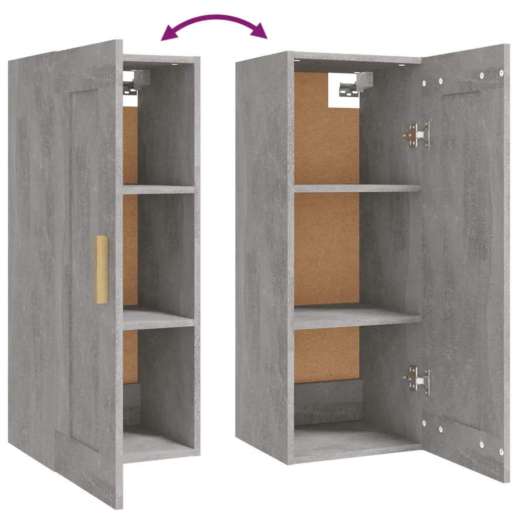 Armadietto a Muro | Mobile a Parete Grigio Cemento 35x34x90 cm Legno Multistrato