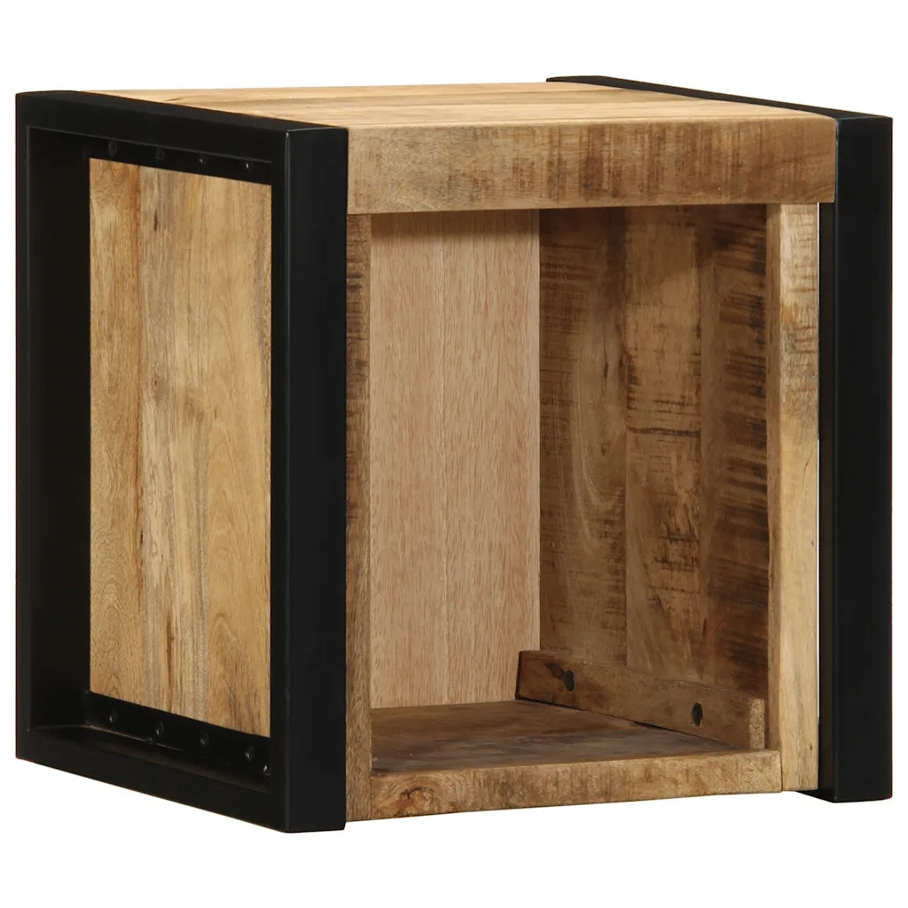 Comodino | Armadio da Notte | Mobiletto da notte 40x35x40 cm in Legno Grezzo Massello di Mango