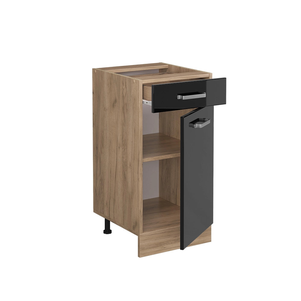 Vicco Mobiletto base per cucina Nero lucido 40 cm , PL Rovere