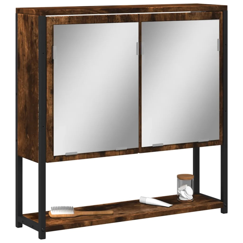 Mobile Bagno Specchio Rovere Fumo 60x16x60 cm Legno Multistrato 842423