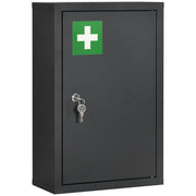 Armadietto Medicinali con 3 Ripiani e Chiave ¨C Zephmum ¨C 30x14x46cm, Nero