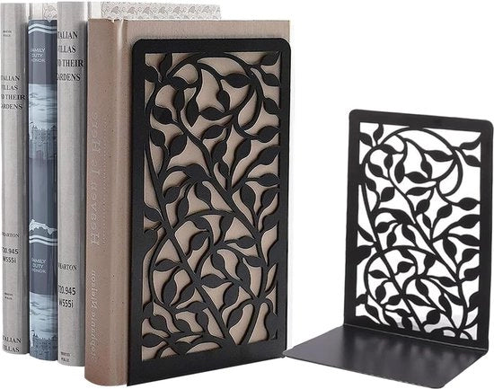 Sostegni per Libreria, Sostituto di Libro in Metallo, Base Antiscivolo, Nero, Ideale per Biblioteca, Ufficio, Casa, Scuola, 1 Pari