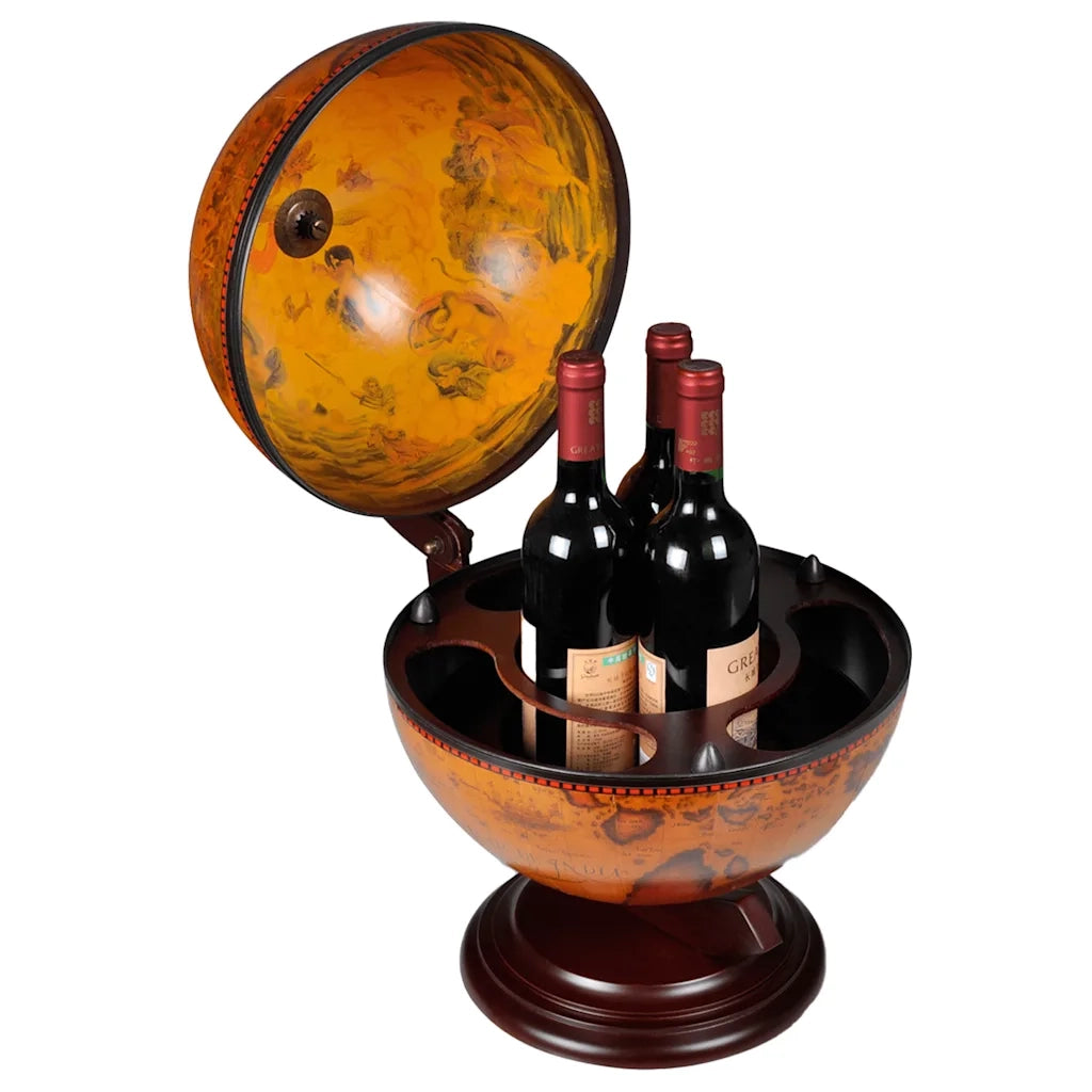 Minibar da Tavola a Globo Supporto per Vini in Legno Eucalipto CFW2671273