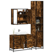 Set Mobili da Bagno 3 pz Rovere Fumo in Legno Multistrato