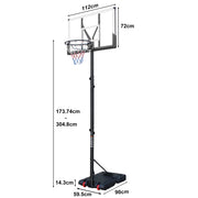 Canestro da basket regolabile per esterni 173,74-304,8 cm