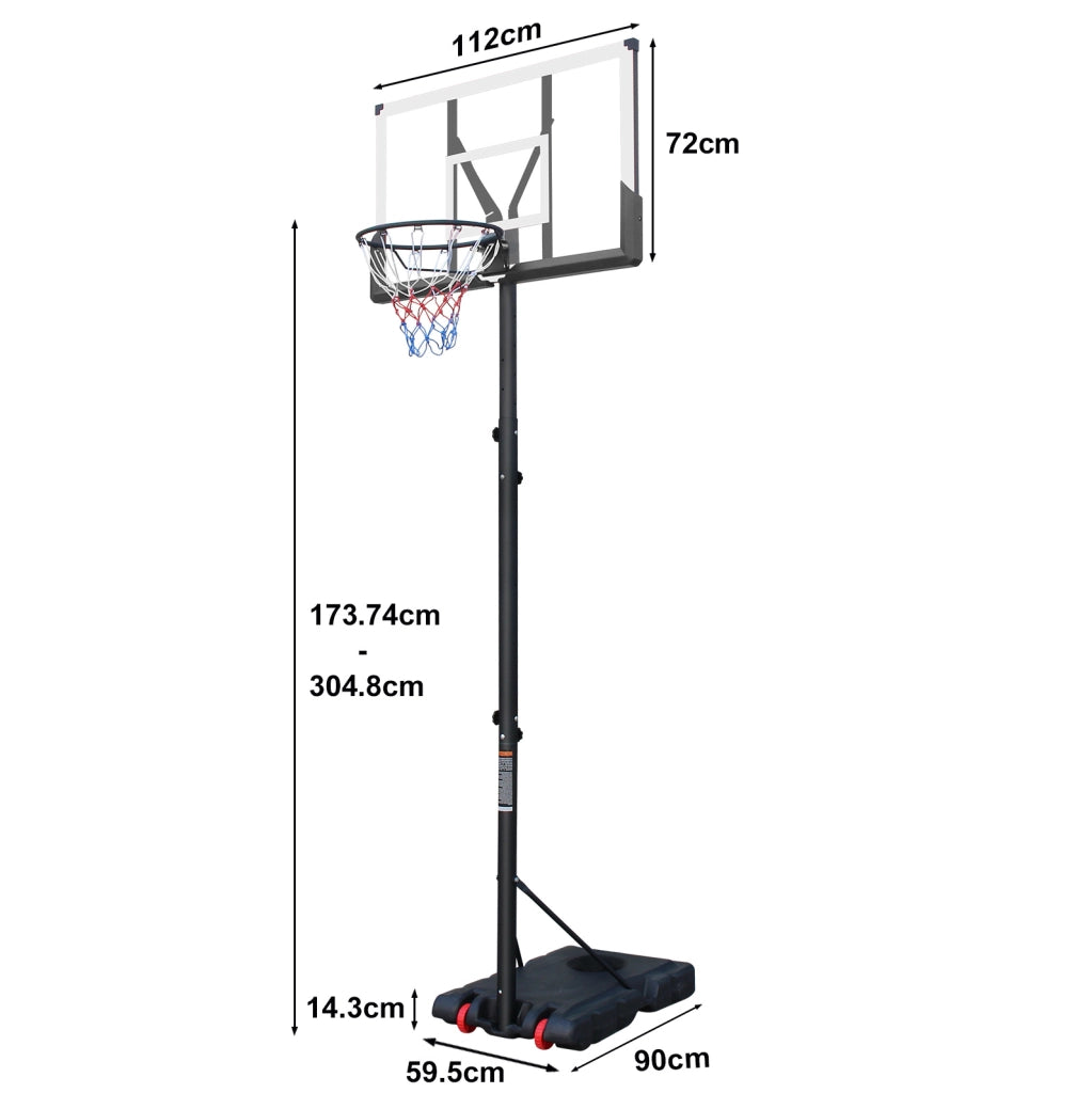 Canestro da basket regolabile per esterni 173,74-304,8 cm