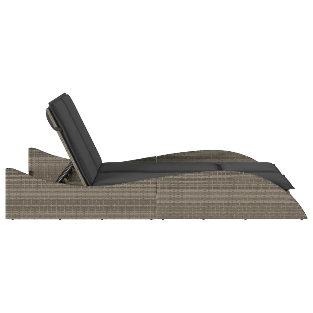 Lettino Prendisole | Sdraio da giardino | Lettino da sole con Cuscini Grigio 114x205x73 cm Polyrattan