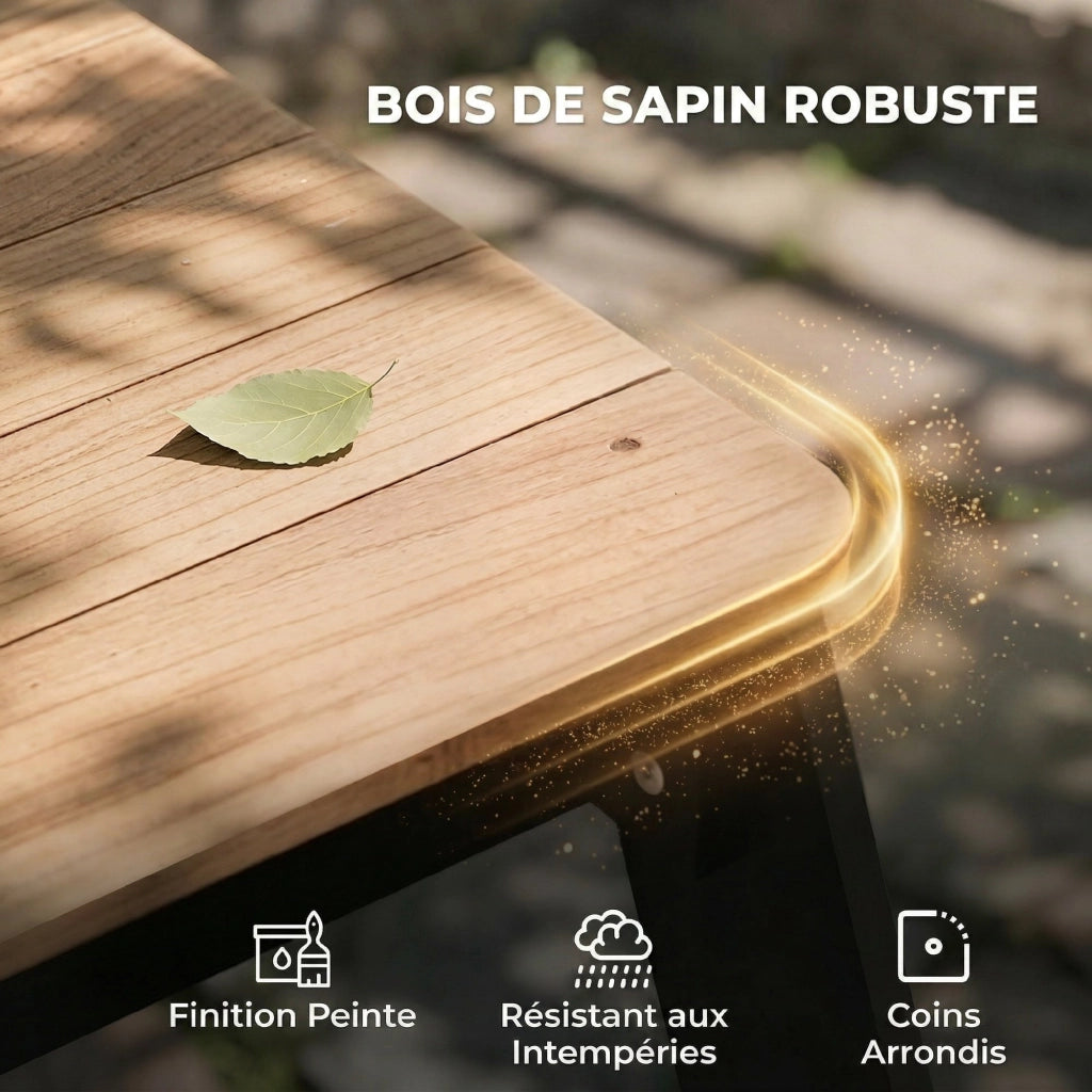 Set da Giardino per Bambini con Parasole e 2 Panche ¨C Zephmum ¨C Legno Naturale 3-6 Anni