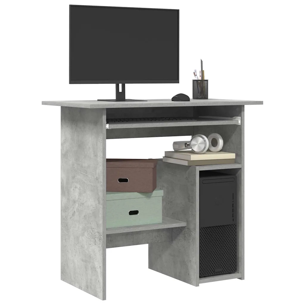 Scrivania | Tavolo da Ufficio Grigio Cemento 80x45x74 cm in Legno Multistrato
