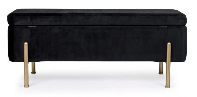 Panca Fondo Letto 2 Posti 110x42x42 cm con Vano Contenitore Irina Nero