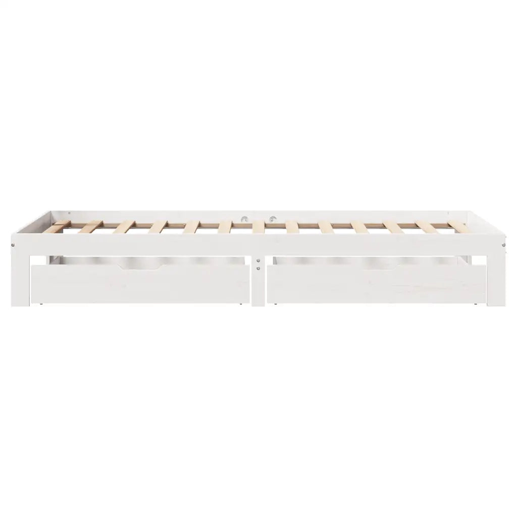 Giroletto con Cassetti Bianco 90x200 cm Legno Massello di Pino 3301943