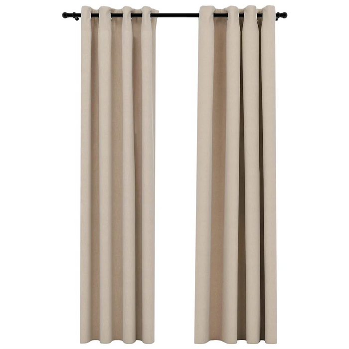 Tende Oscuranti Effetto Lino con Occhielli 2 pz Beige 140x225cm cod mxl 76026