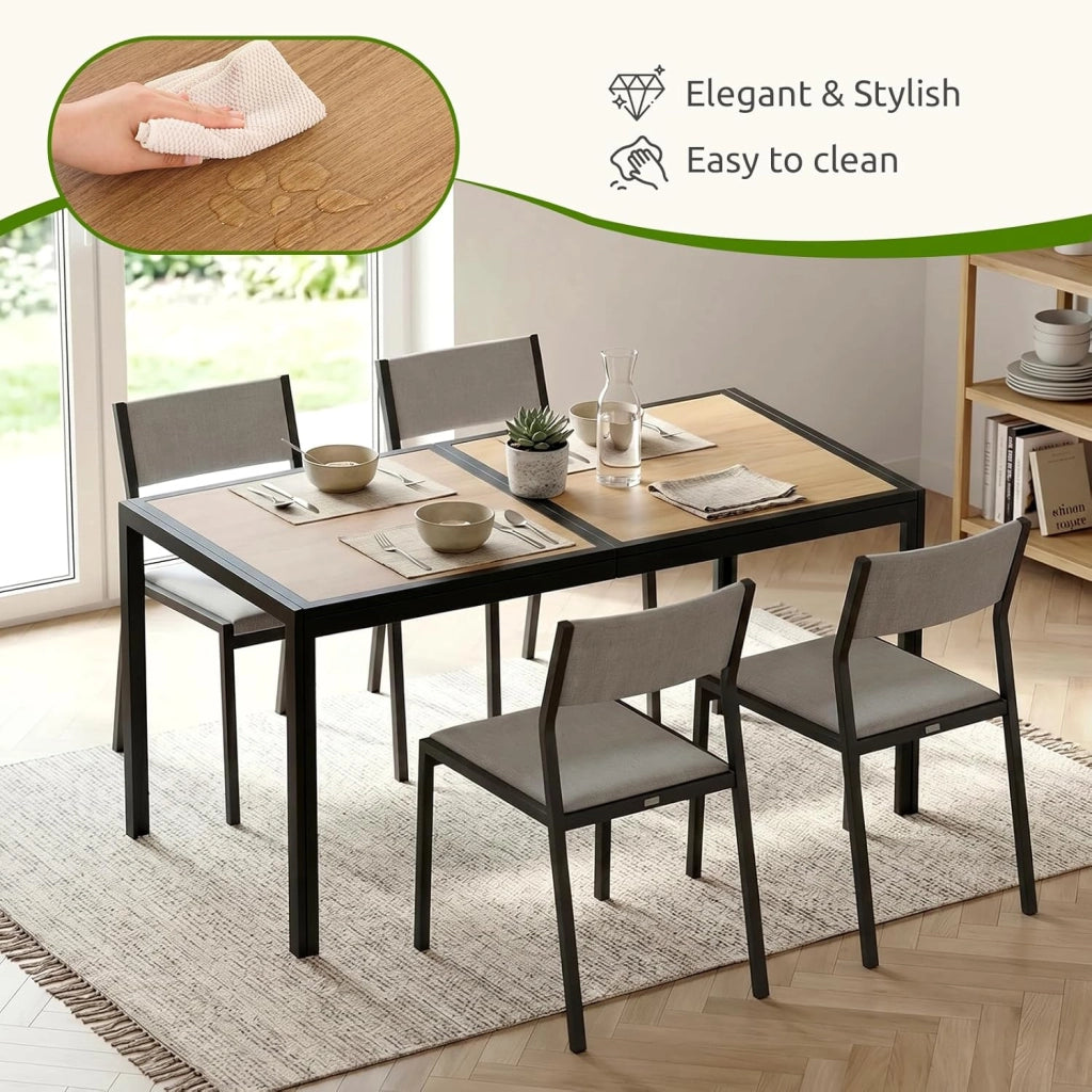 Tavolo da Giardino Grande 150×80×72cm DPC, Tavolo da Balcone Rettangolare, Tavolo da Pranzo per Esterno con Struttura in Metallo e Piedini Antiscivolo, per 4-6 Persone, Nero