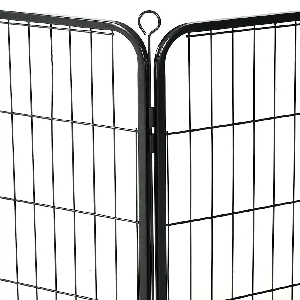 Box per Cani con 8 Pannelli in Acciaio 60x80 cm Nero CFW7657108