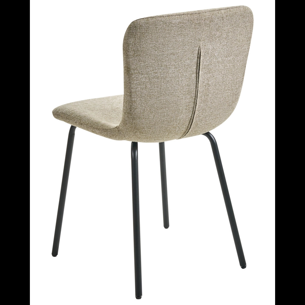 Set di 4 sedie da pranzo in tessuto Tappezzeria beige Gambe in metallo nero Design moderno e retrò