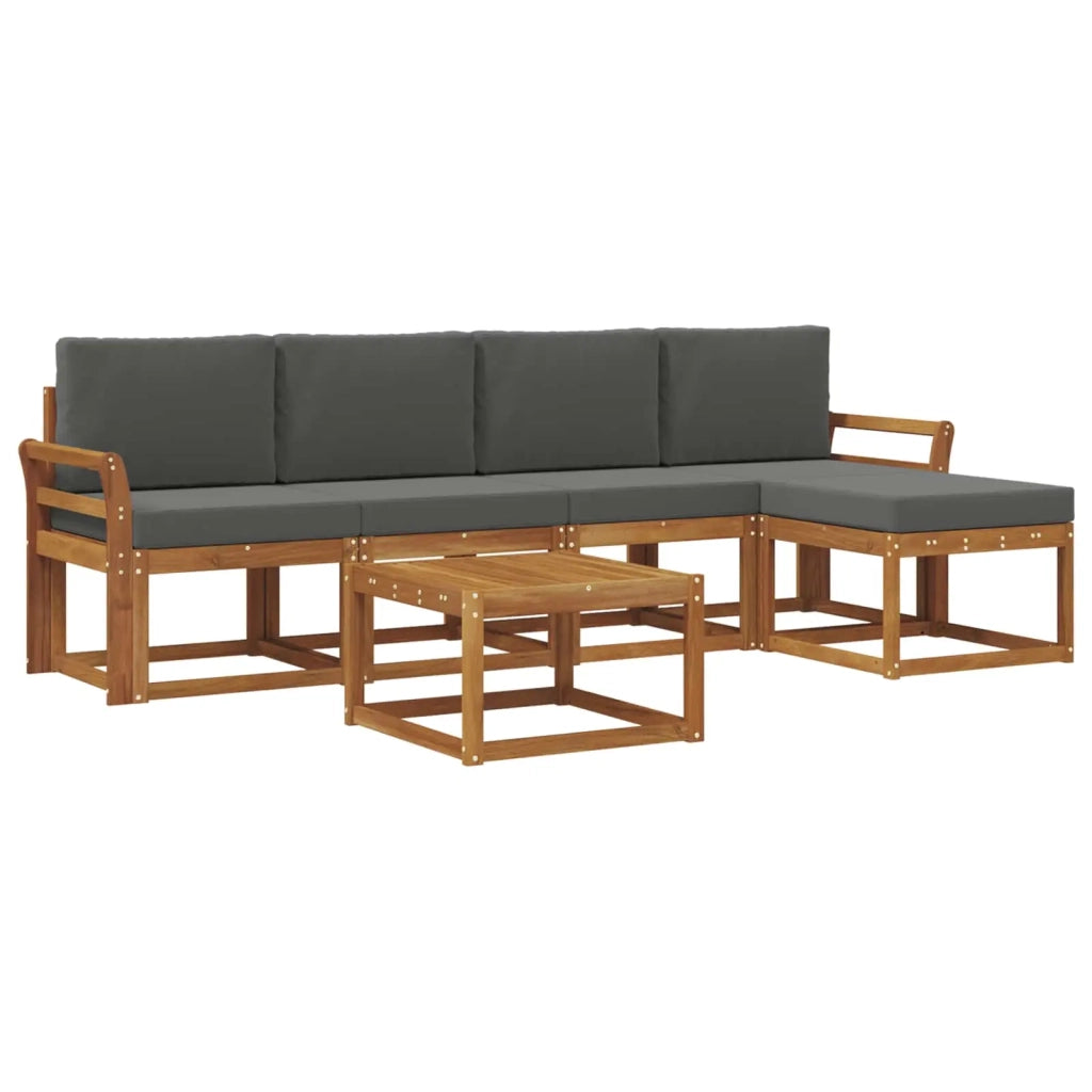 Set di divani da esterno con cuscino 6 pcs Naturale e Antracite