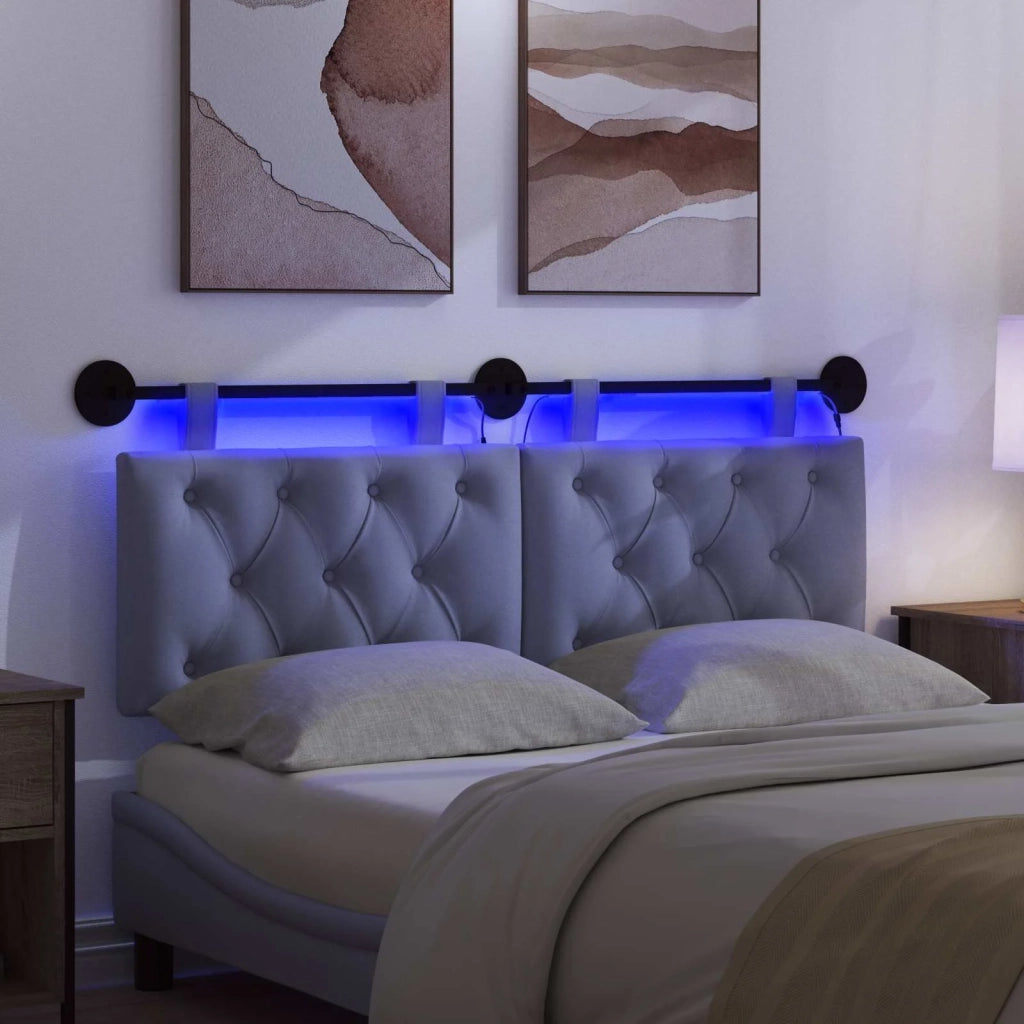 Testiera sospesa Con luce LED Blu jeans Tessuto