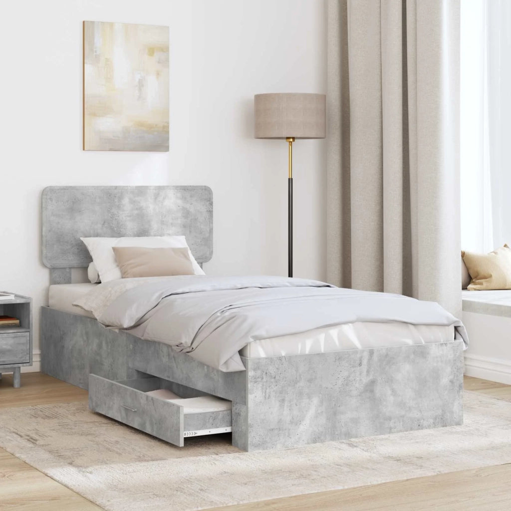 Struttura del letto con testiera-Giroletto con Testiera Grigio cemento 100 x 200 cm 656064
