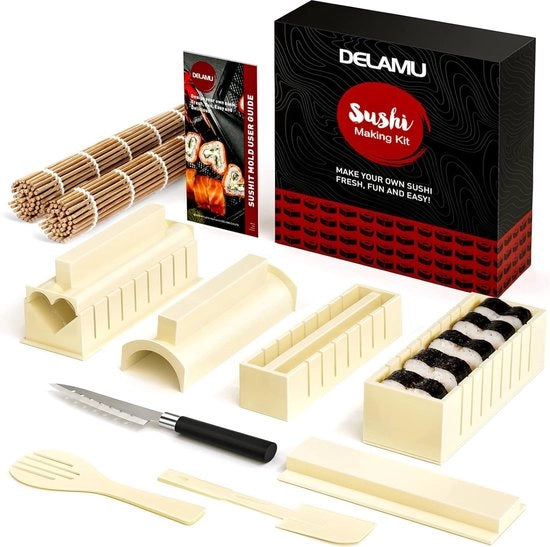 Kit per preparazione di sushi, 8 forme per principianti, set di preparazione di sushi DIY 13 in 1 con mat di sushimes di alta qualità