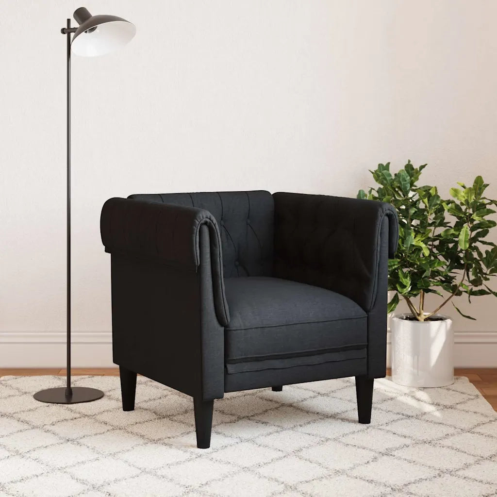 Poltrona Chesterfield Nera in Tessutocod mxl 91540