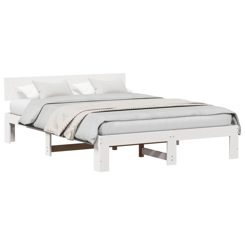 Struttura letto con testiera bianca 140x200 cm Legno massello di pino