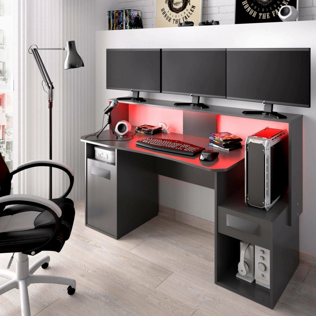 Albertino, Scrivania Modulabile, 154x69x98h cm Nero Antracite