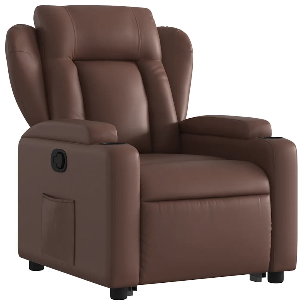 Poltrona Alzapersona Reclinabile Marrone in Similpelle 3204546