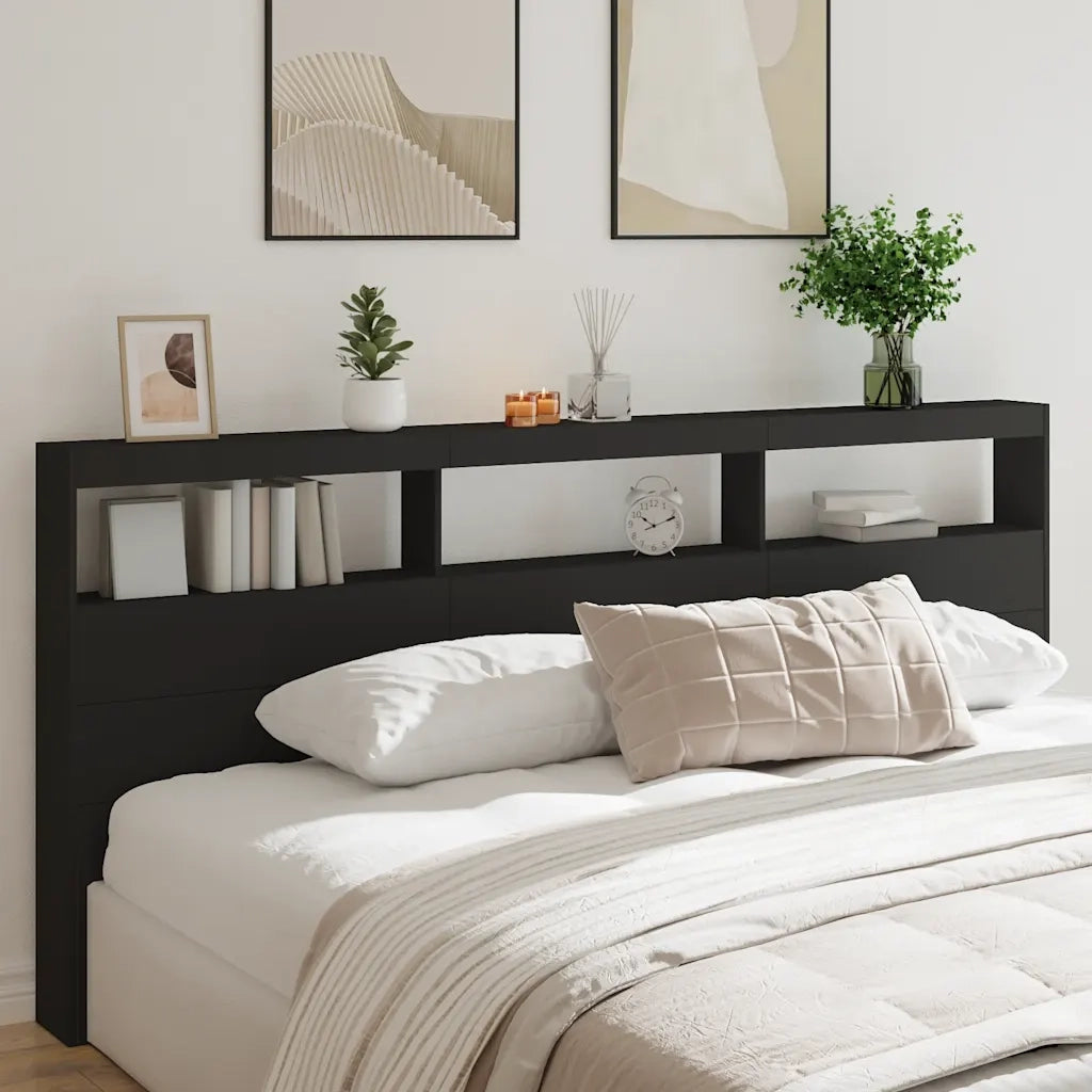 Testiera | Testata con Contenitore a LED Nera 220x17x102 cm