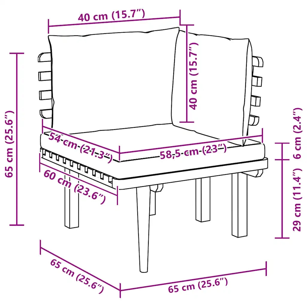 Divano Angolare da Giardino con Cuscini in Legno d'Acacia 46673