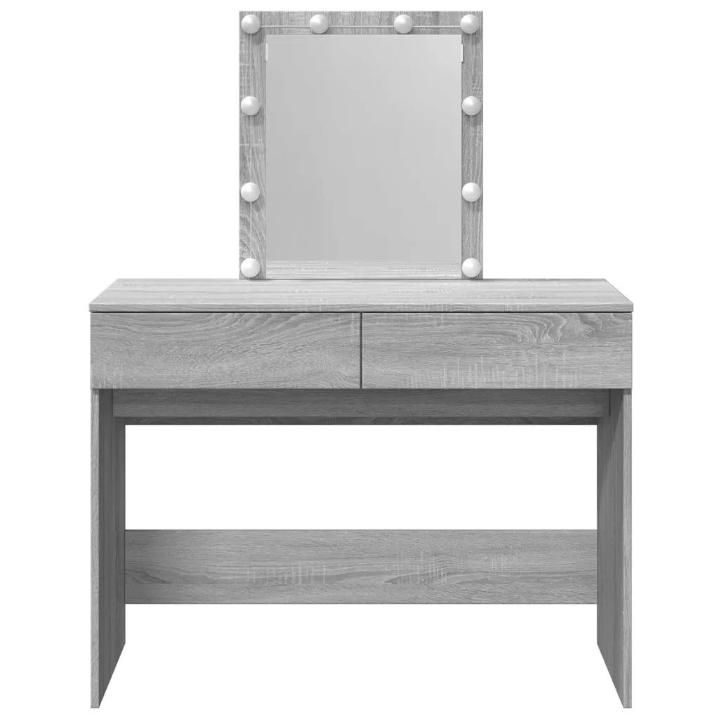 Toeletta | Tavolo da Trucco con LED Grigio Sonoma 100x40x130 cm